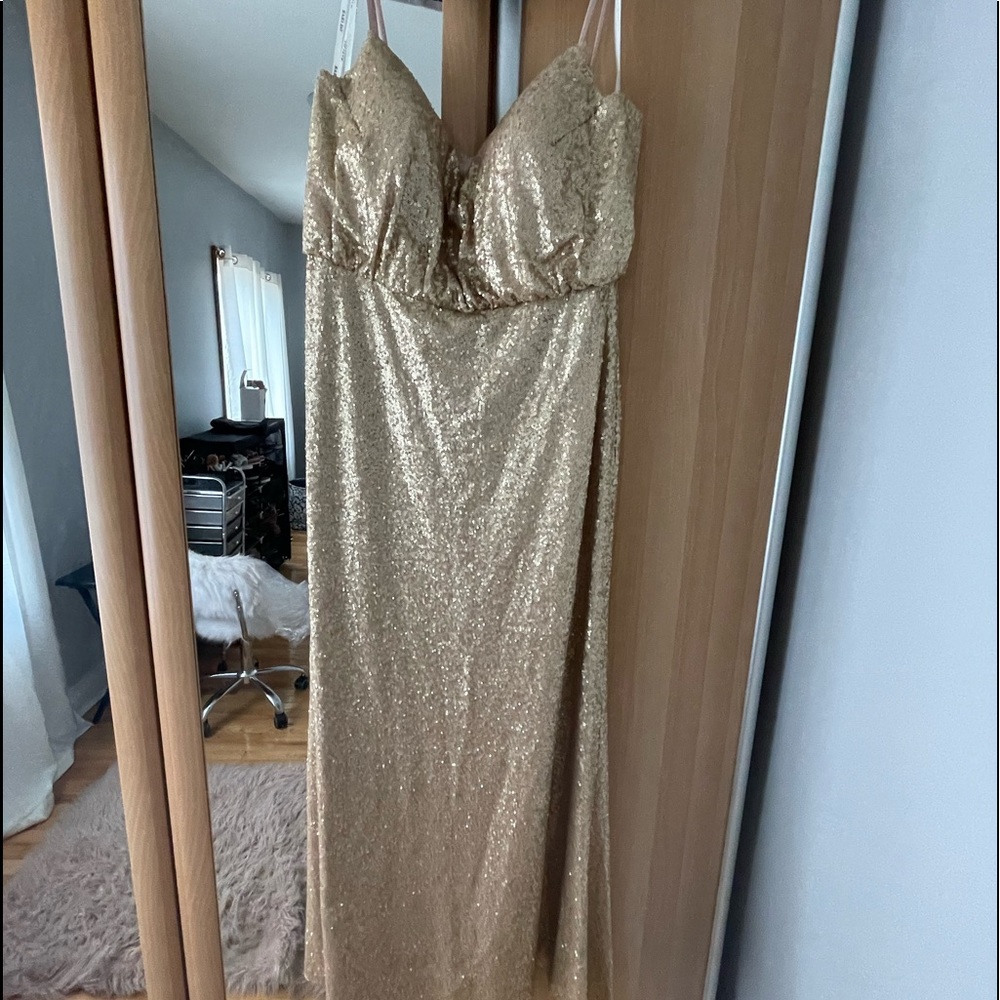 Bari Jay Gold Sequin Dress Size: 20